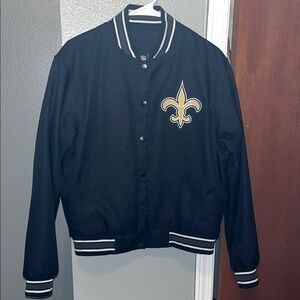 Black Varsity Jacket with Fleur-de-lis Emblem
